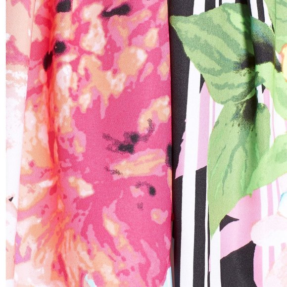 ELLEN TRACY 2 XS Floral Dress Stripe Fit Flare Keyhole Midi 50s Retro 4 S 1950s - Picture 11 of 14